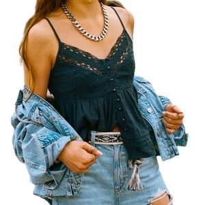 AE Pearl Button Babydoll Tank Top, Size Small